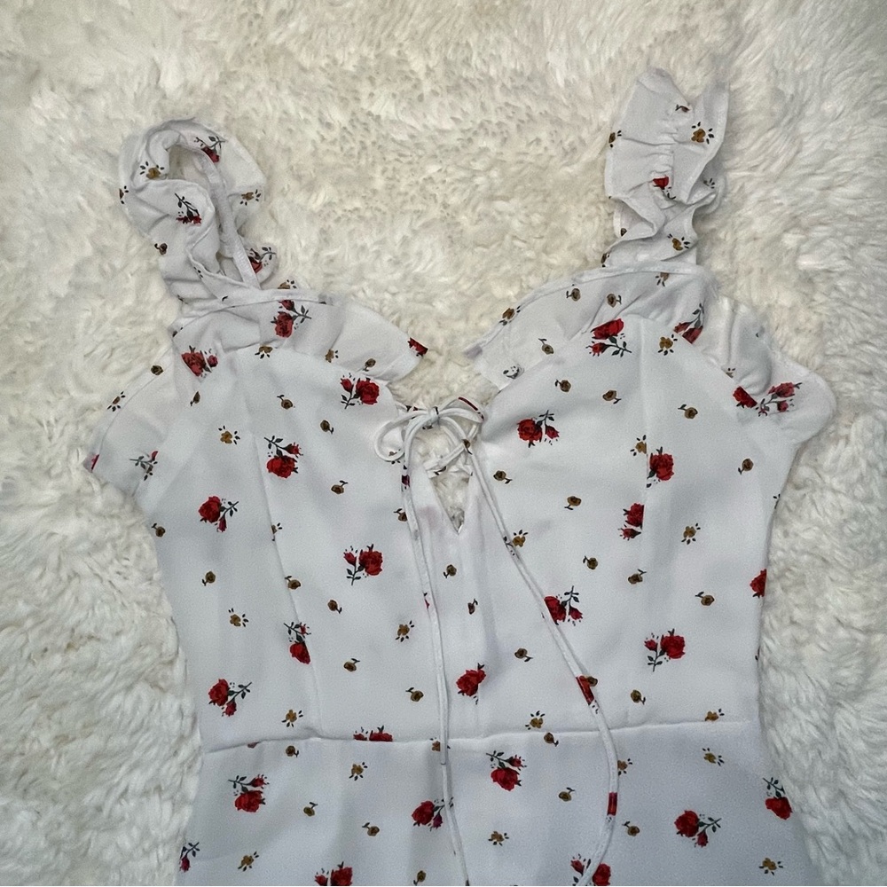 White & Red Floral Mini Dress - Picture 2 of 13